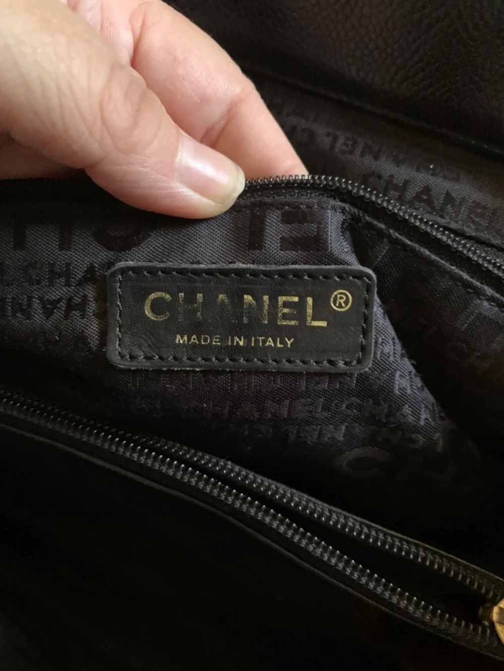 Vintage Chanel Y2K Black Caviar Skin Coco Mark East-West Handbag